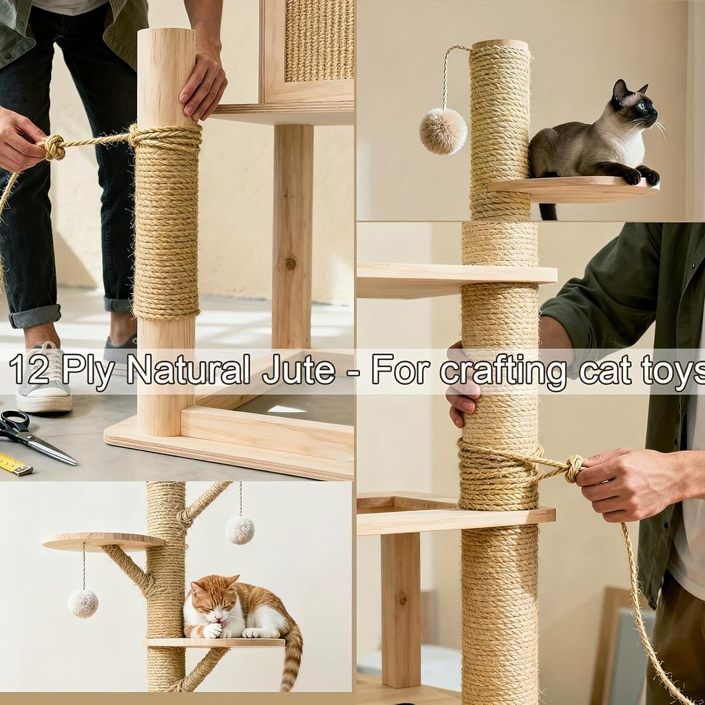 4mm x 50m 164ft Natural Jute Rope Large Roll Heavy Duty Thickened for DIY Crafts Garden Tying Home Decor Cat Scratching Posts