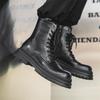 Men's thick soled boots Classic minimalist and comfortable style Office Business Black high top leather shoes Hot versatile