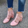2021 Summer & Spring Women's PU Leather Boots with Thick Heels & Zipper