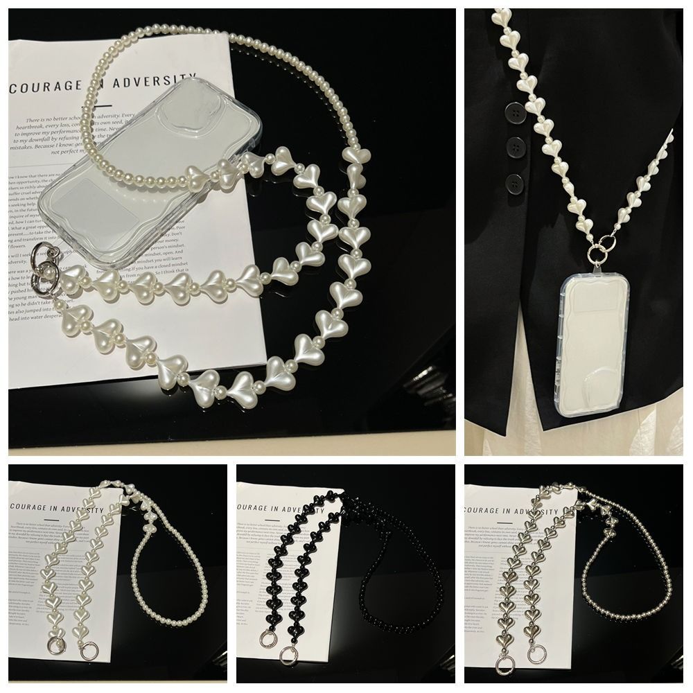 

Crossbody Long Crossbody Phone Chain Sweet Beads Phone Strap Mobile Phone Chain Phone Accessories срібний