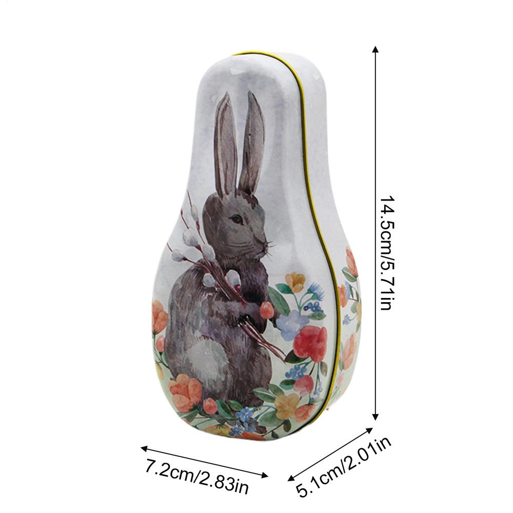 New Hot Easter Day Creative Bunny Egg Tin Box Rabbit Print Candy Gift Box Colorful Cartoon Rabbit Surprise Iron Box Kids Gift