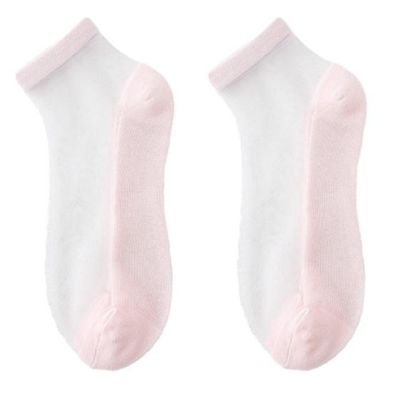 Women s Summer No Show Breathable Glass Socks Thin Silk розовый