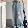 Girls' Straight Leg Jeans Spring and Autumn Trend Wide Leg Pants Girls' Pants Loose Pants Children's Clothing