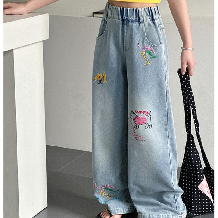 Girls' Straight Leg Jeans Spring and Autumn Trend Wide Leg Pants Girls' Pants Loose Pants Children's Clothing