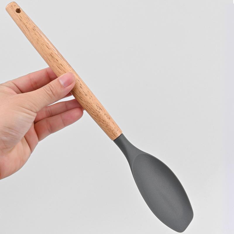 Long Wooden Handle Fondant Cake Spatula Silicone Cream Butter Baking Scraper Kitchen Biscuit Pastry Blenders Batter Flour Mixer