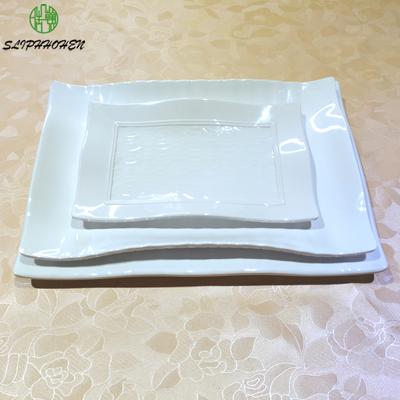 Restaurant Hotel Business Tableware Dinner Plate Rectangle Dish White A5 Melamine Imitation Porcelain Dinnerware