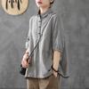 Women's Summer Vintage Oversized Lace Checkered Shirt Short Sleeve Korean Style Youthful Top