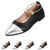 Women's Summer Pointed Toe Low Cut Flats Slip On Shoes with Color Block Design and Metallic Toe Cap for Casual Wear