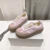 Unisex Thick Sole Casual Sneakers With Sulfurized Rubber Round Toe Leather Upper Breathable Comfortable Daily Wear