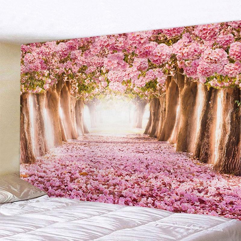 VIKAMA Japanese Cherry Blossom Tapestry Oriental Landscape Wall Hanging Decor for Bedroom Living Room Home Decor