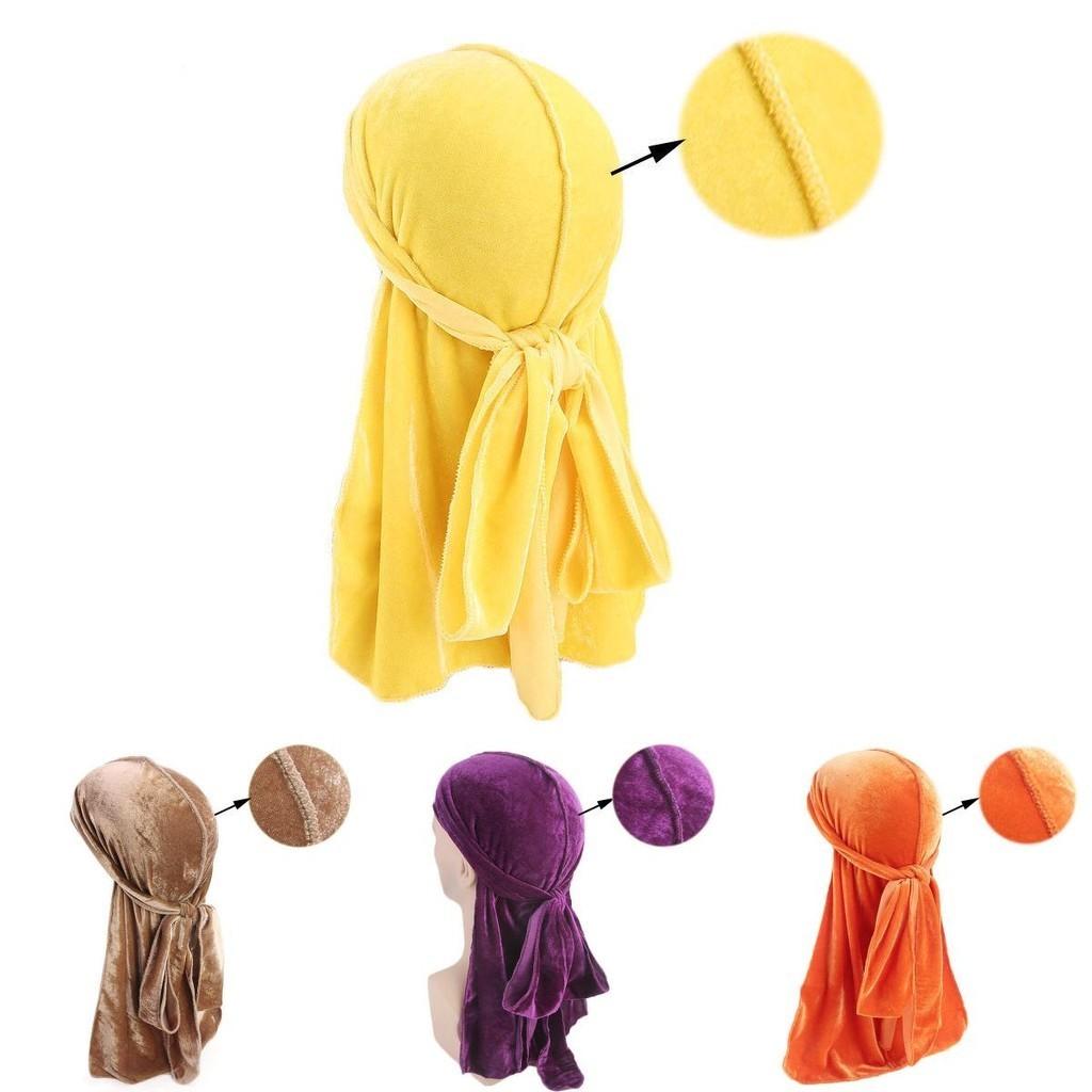 Klasická a univerzální sametová Doo Durag pokrývka hlavy pro muže a ženy