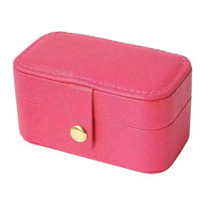 Portable Mini Jewelry Box Small Travel Storage Case for Rings Necklaces Earrings Lipstick with Removable Ring Slot PU Leather