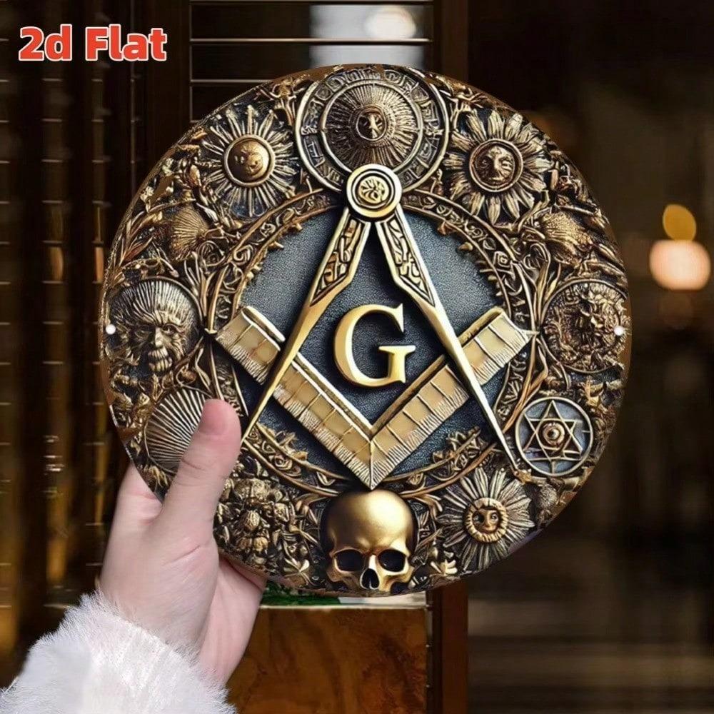 Masonic Metal Wall Art Freemason Symbol Sign Bar Garage Decor