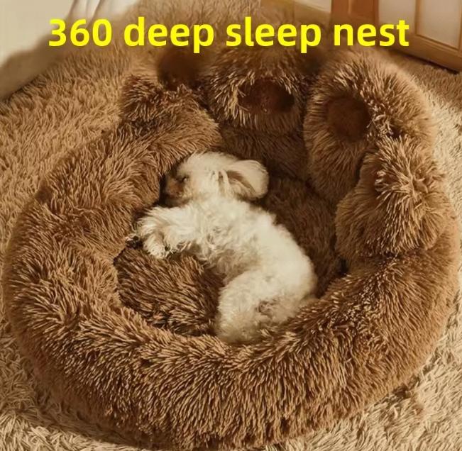 Factory  Custom Logo Luxury Pet Supplier Stuffed Dog Cat Bed Rectangle Shape Removable Lid All Seasons