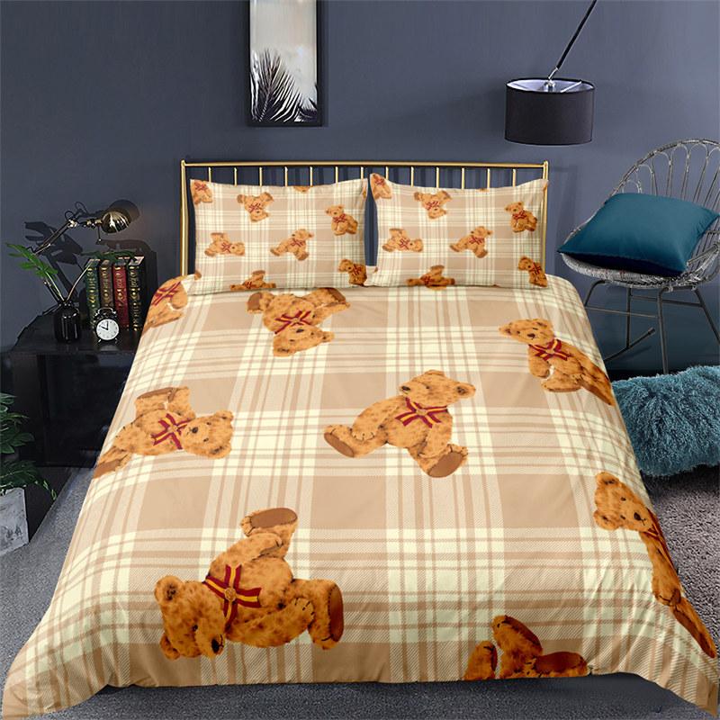 Cartoon Animals Toddler Bedding Set Toy Bear Star Pattern Duvet Cover For Boy Girl Kids Child Teen Microfiber 3D Comforter Cover