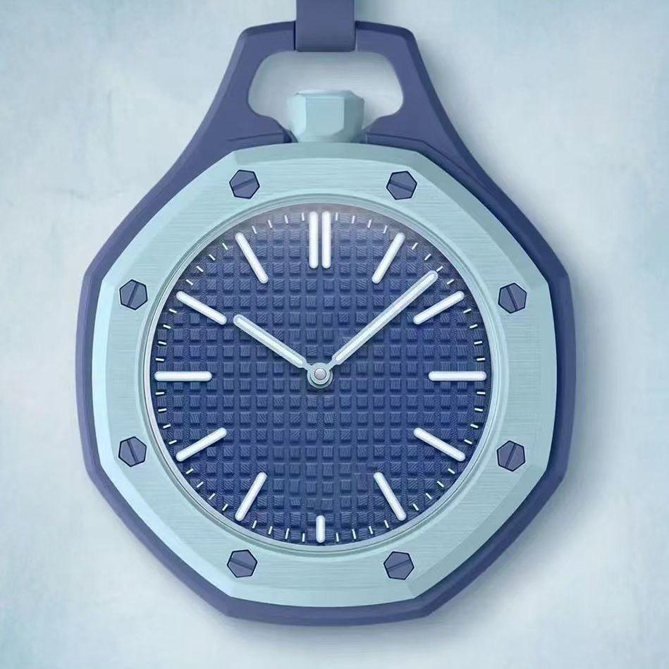 Unisex Octagonal Silicone Pendant Necklace Quartz Pocket Watch for Children