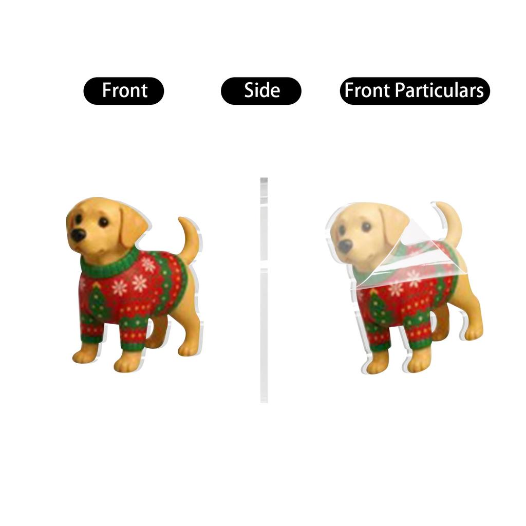 Cane Acrilico Piatto 2D di Natale, Confezione, Ciondolo Festivo per Decorazione Borsa