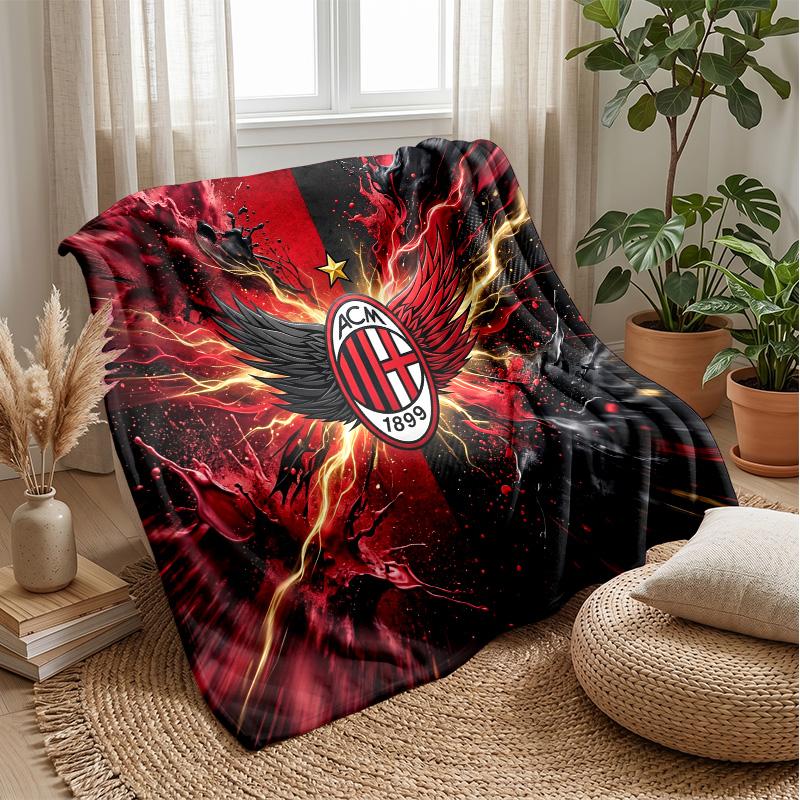 AC Milan Theme Blanket Soft Flannel Blanket Plush Throw Blanket Cozy Sofa Bed Blanket for Home Decor