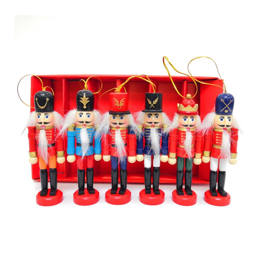 12cm Nutcracker Puppet Ornaments Desktop Decoration Cartoons Walnuts Soldiers Band Dolls Nutcracker Miniatures красный