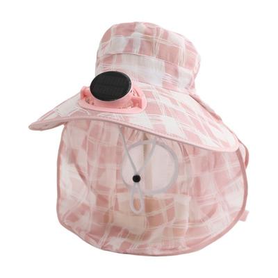 Solar USB Anti-UV Solar Fan Cap Breathable 300MA Current Cooling Fan Hat Floral Design Long Sun Shield Fisherman Hat Cycling
