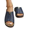 Cross-border New Large-size Hollow Slope Heel Cool Slippers Women's European and American Fish Mouth Thick Bottom