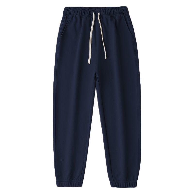 Texture Sensitive, Slightly Elastic Diagonal Closure Men's Pants, Solid Color, Simple, Extra Loose, High Waisted and Ankle Tied