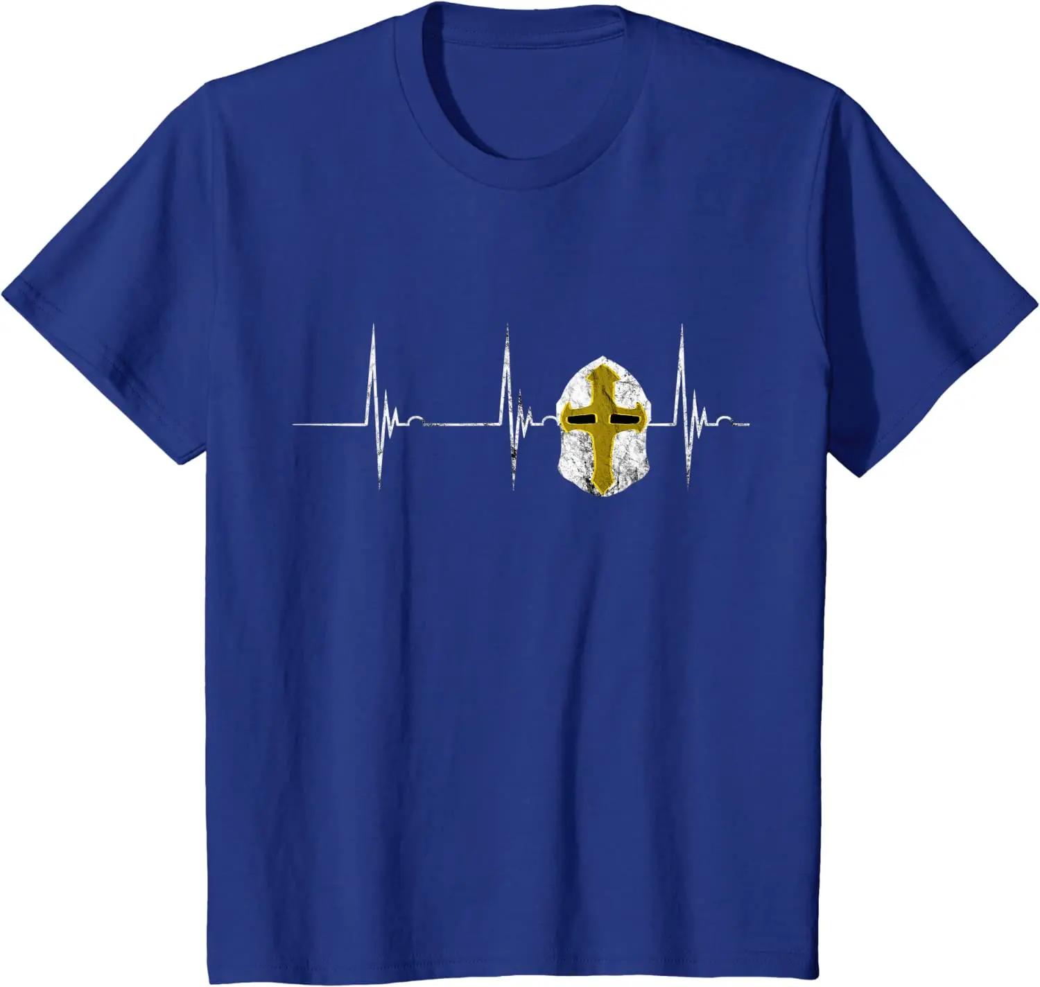 

Crusader Knights Templar Helmet Heartbeat EKG Pulse Warrior TShirt New 100 Cotton Short Sleeve ONeck Tshirt Casual Mens Top S