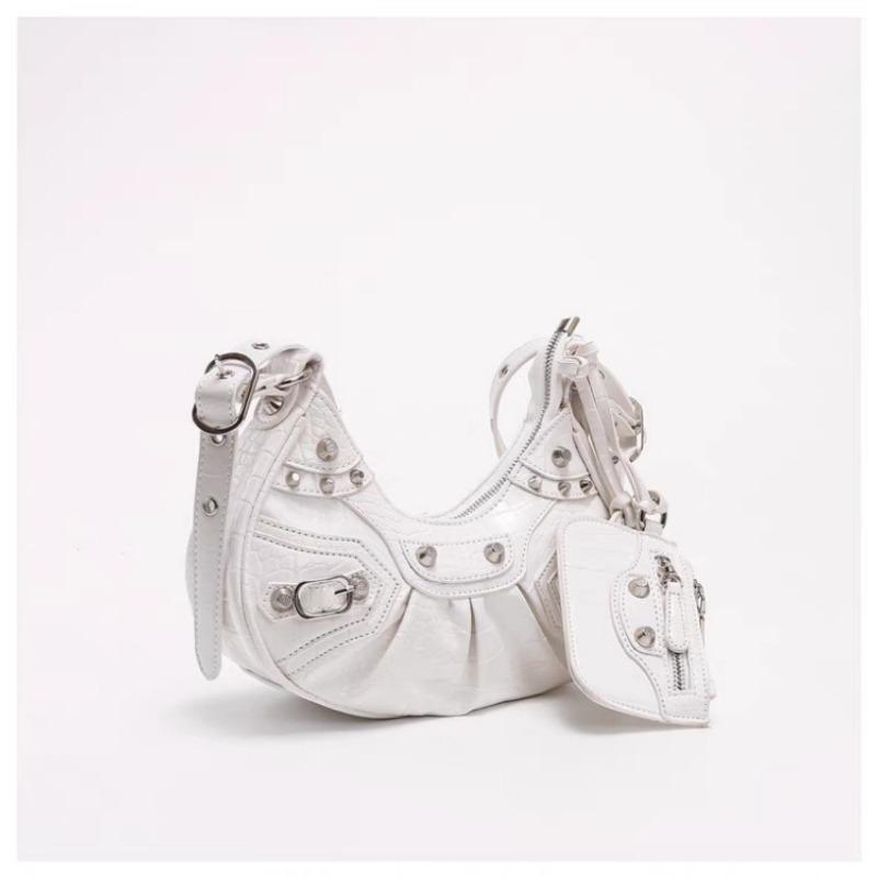 New Punk Chic Biker Underarm Bag - Rivet Tassel Multiway Pleated Shoulder Crossbody with Y2K Edge for Nightclub & Street