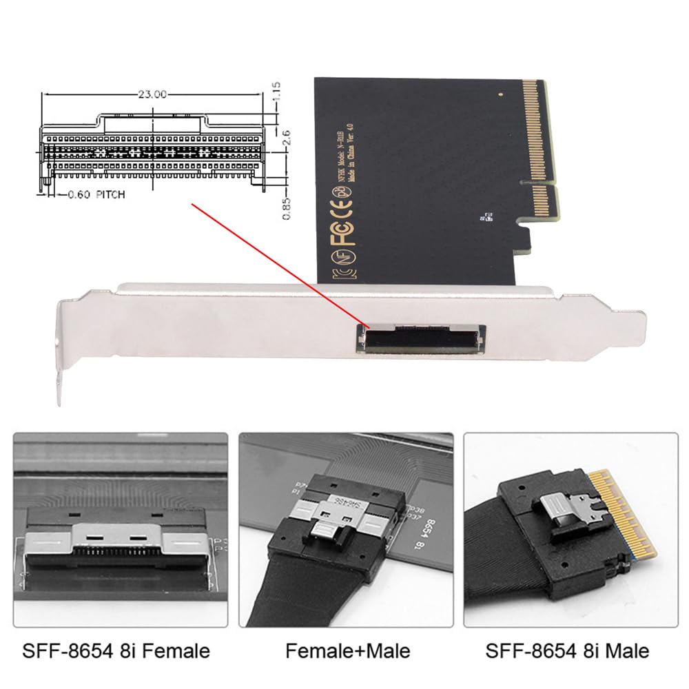 Cablecc Single External Slimline 8X To PCIE RAID VROC Raid0 Hyper Adapter 74-Pin SFF-8654 4.0 Card,