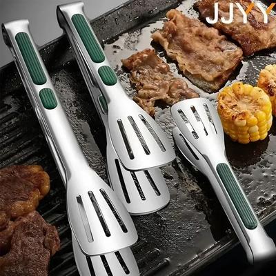 Rutschfeste Lebensmittelzange aus Edelstahl, Mehrzweckwerkzeug zum Servieren von Fleisch, Salat, für BBQ, Grillen und Kochen