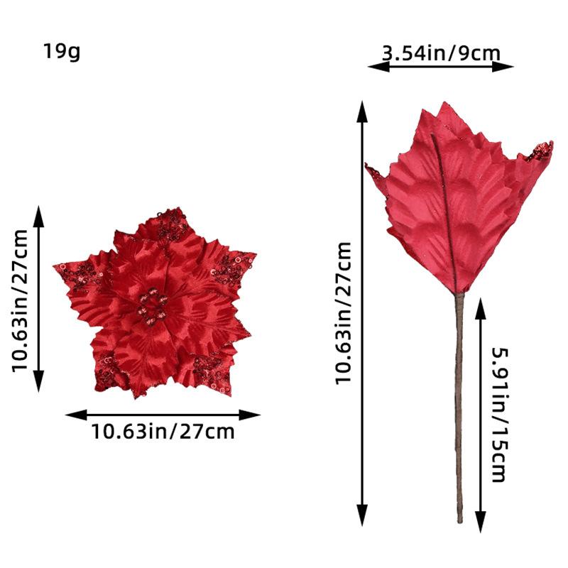 

6 pcs New arrival Christmas poinsettia flowers for decor, home decor artificial flowers, christmas tree decor covers flower, New year s tree decor red-6pcs