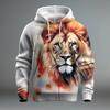 Animal Lion Pattern 3D Printed Men's Hoodie Spring and Autumn Casual Long Sleeve Hoodie Street Loose Sweatshirts Men's Tops
