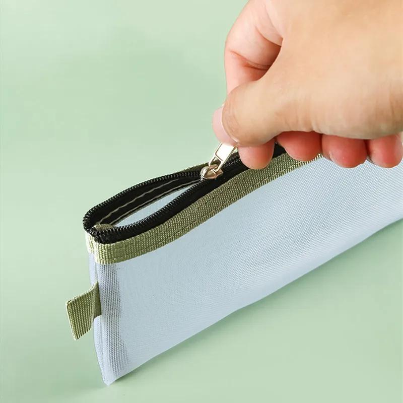 Makeup Pouch Lipstick Makeup Brush Storage Bags Student Transparent Mesh Pencil Case Ins Travel Cosmetic Organizer for Women