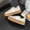 Leather platform white shoes women's spring new versatile lace-up heightening sports shoes board shoes casual shoes