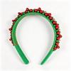 Christmas Red and Green Christmas Bell Bead-wrapped Hairband, Festive Fine-edge Velvet Accessory