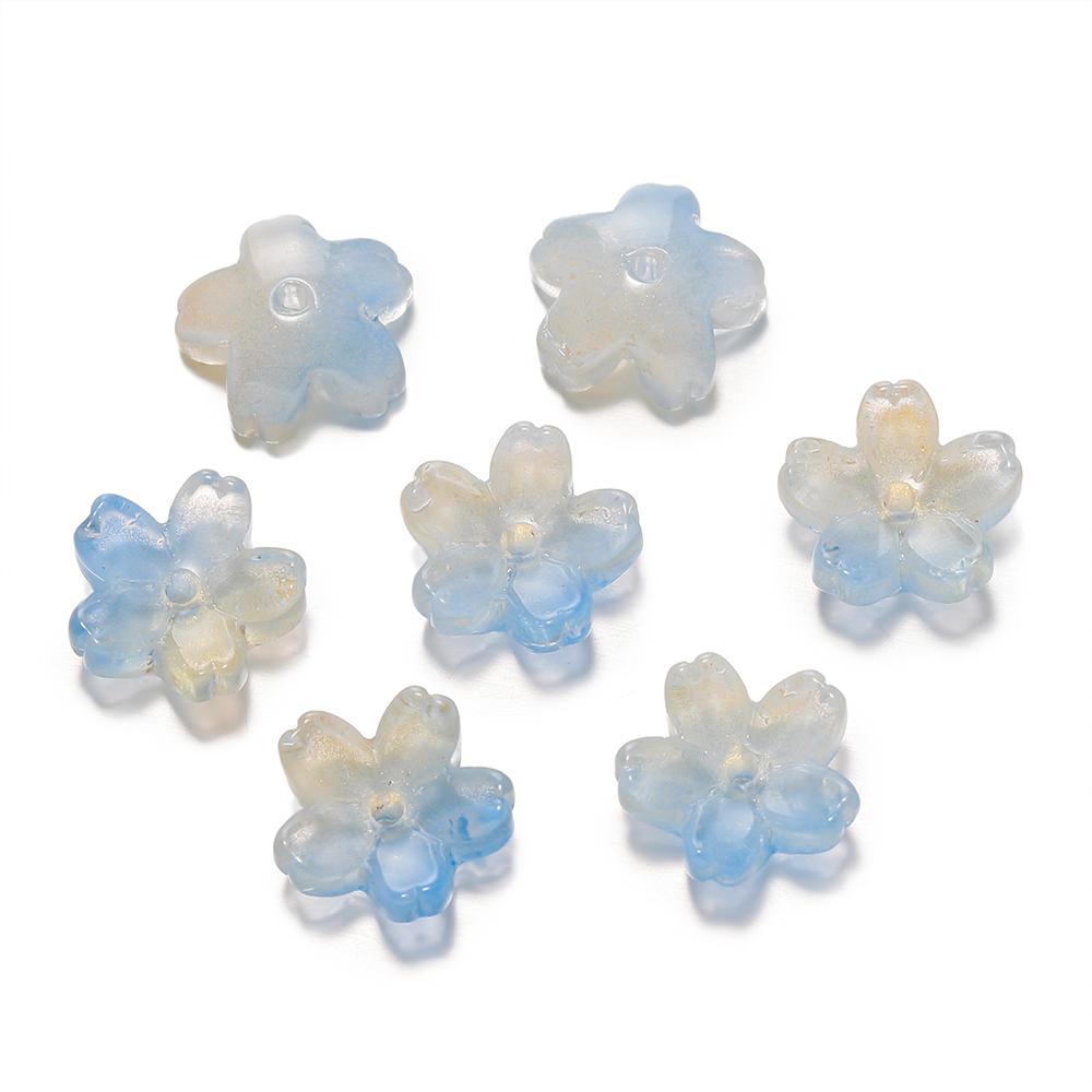 10Pcs/lot Glass Gradient Beads Cherry Blossom Scattered Beads Handcrafted DIY Production Jewelry Craft  Bracelet Accessories