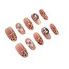Zhuoshimei Leopard Print French Sparkly Nail Patches - Handmade Autumn/Winter Carved Luxury Whitening Manicure.
