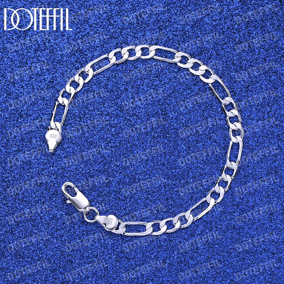Bracciale con catena laterale in argento sterling 925 da 6 mm, gioielli da sposa