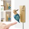 Cute Woodpecker Doorbell with Pull String Lovely Bird Door Bell Handmade Wooden Bird Shaped Chime for Home School Estate