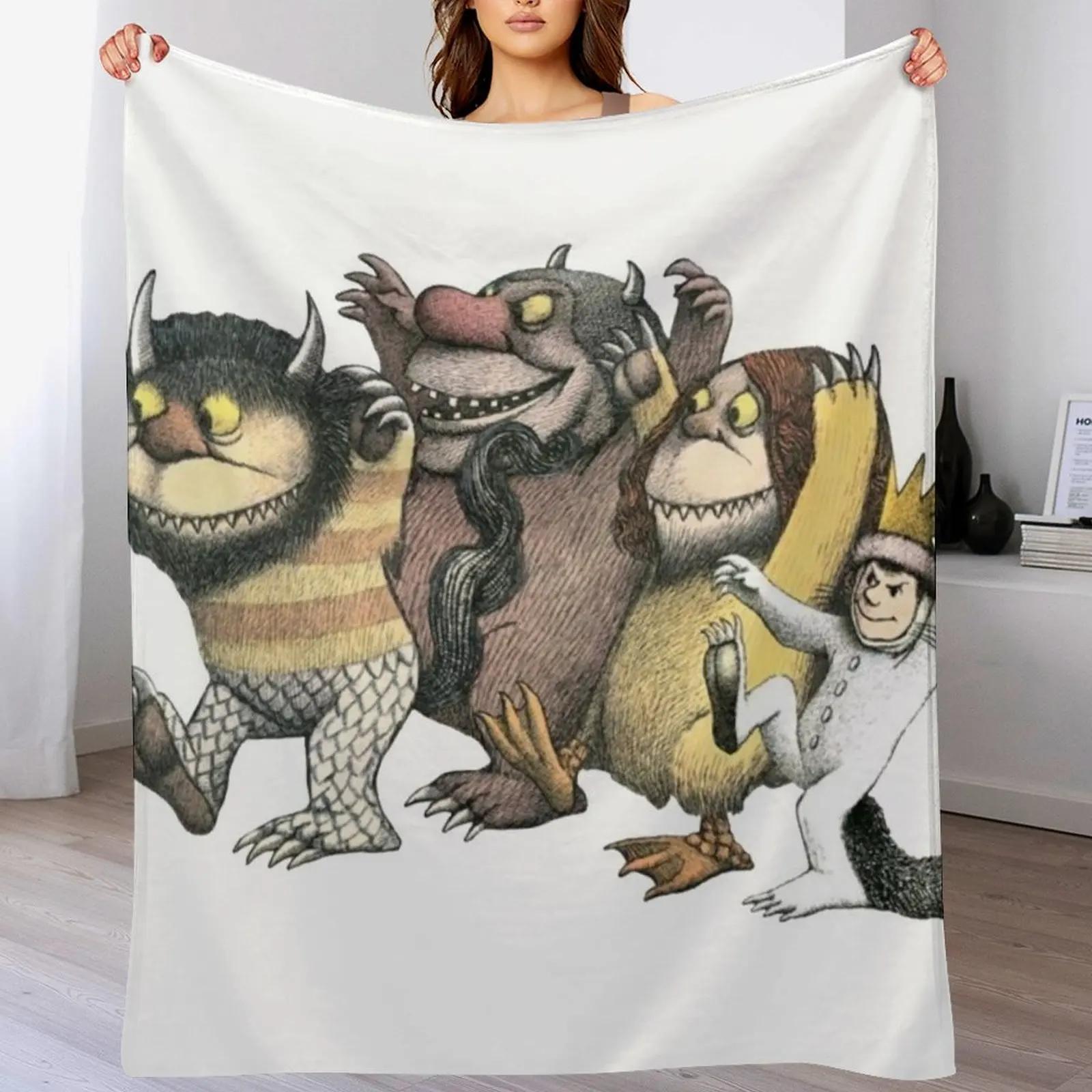 Where the wild things are, Max with Wolves Throw Blanket Color Fast Cozy Throw Blanket Size: 75*100cm, Weight: 230 GSM