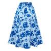 Dámská jarní sukně s květinovým potiskem léto ležérní střih do áčka s vysokým pasem, střední dlouhé sukně s rozparkem S-XL