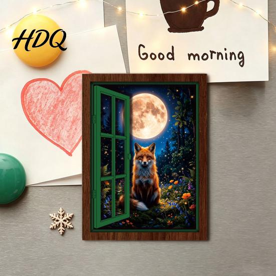 Christmas Fridge Magnet 3Pcs Light-up Window Magnet Wooden Fake Refrigerator Magnets with LED Light Magnetic Decoration for Holiday Party
