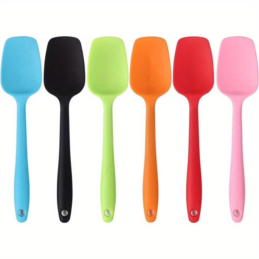 6pcs Silicone spatula, mini silicone spatula, jam spatula, high-temperature resistant cream spatula, mixing and baking tools, kitchen utensils, 6Mixed Colors