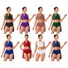 Traje de Dança Lírica Feminino Sem Mangas Gola Halter Crop Top Franzido com Calcinha Embutida Saia Fantasia de Dança Brilhante com Strass
