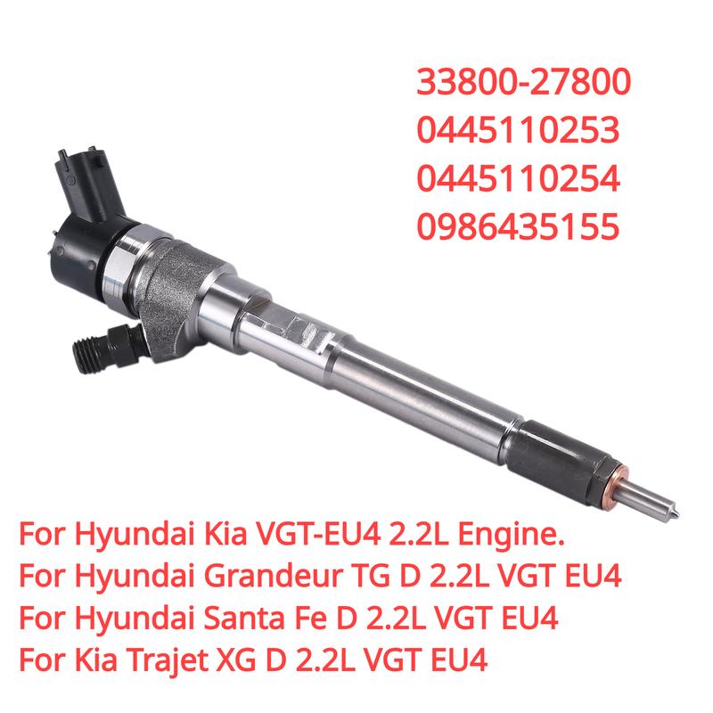 33800-27800 0445110253 0445110254 New CRDI Diesel Fuel Injector For Hyundai Santa Fe KIA VGT EU4 2.2L Engine