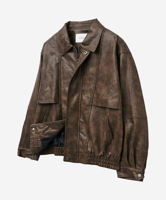 Vtwo 8020 Vintage praná kožená bunda_Hnědá