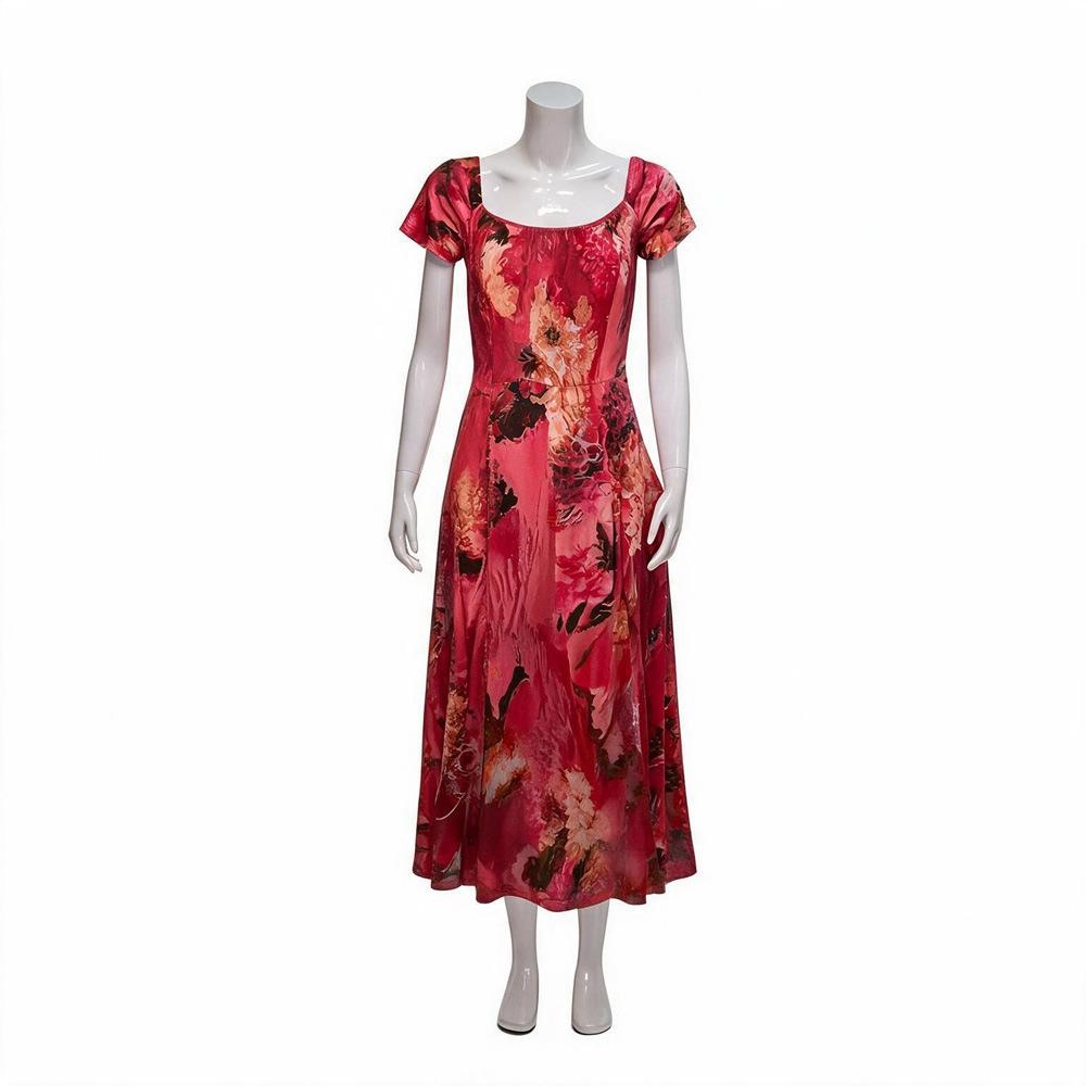 Vintage Floral Wrap Dress Halloween Horror Funny Cosplay Costume for Women Autumn Midi Dress TV Character Patricia Style Party Outfit