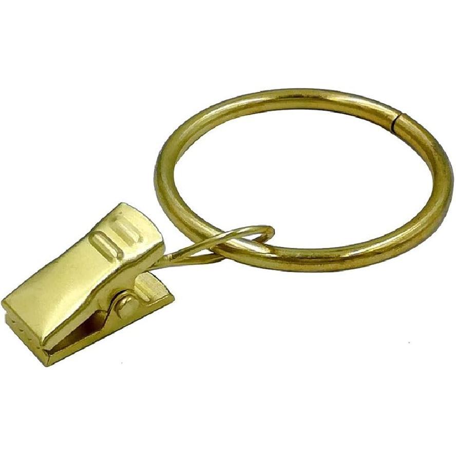 Curtain Rings with Clip - Set of 28,Interior Diameter 1.26",Fits for 1-Inch Metal Rod - Satin Nickel