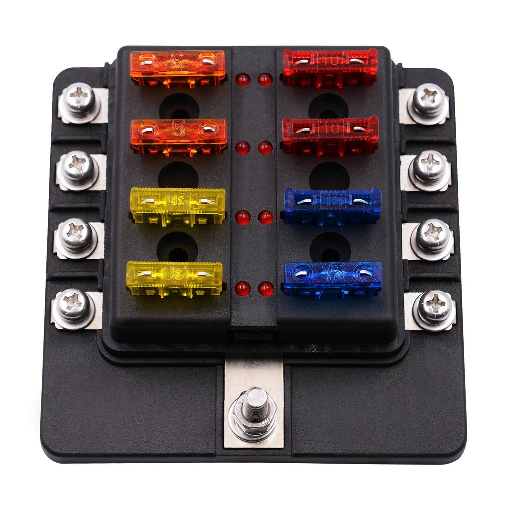 Fuse Box Holder 8 Way Screw Fuse Block for Car, Off-Road, RV, Bus, Yacht, Boat