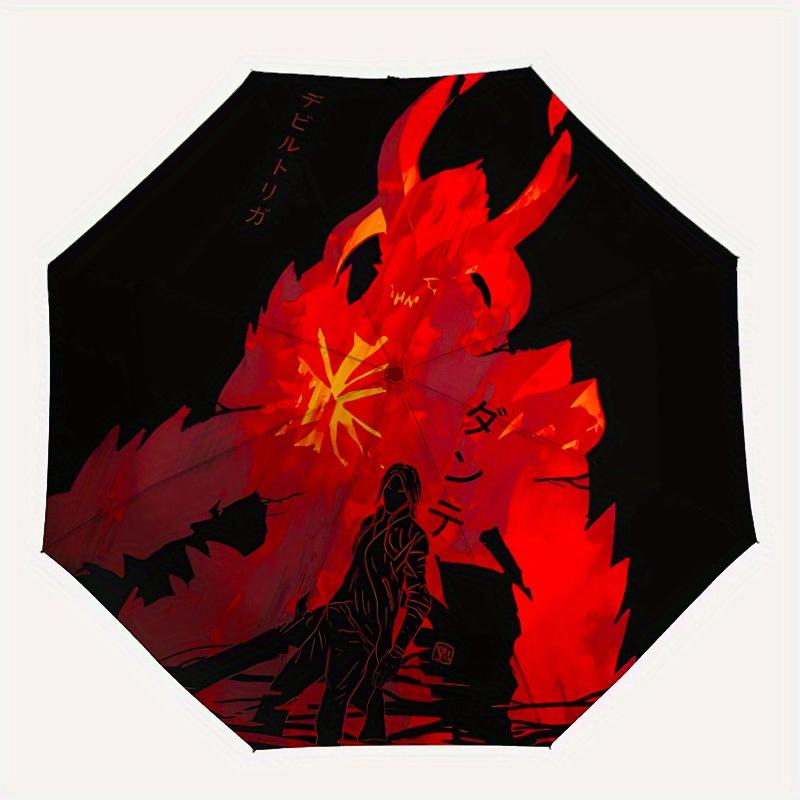 1pc Devil Windproof Automatic Umbrella, Portable Folding design, Lightweight for Women/Men253